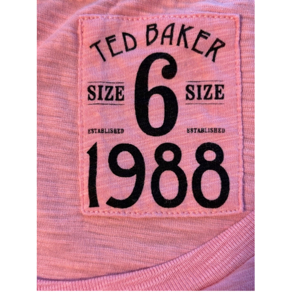 Ted Baker Embroidered 1988 Pink Cotton Crew Neck T'Shirt Men's Size 6 XL - Picture 3 of 11